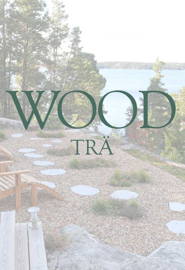 Wood is one of the most central and common hard landscaping materils in the Nordics, very durable and strong, yet soft to look at and to walk across, used in many gardens.